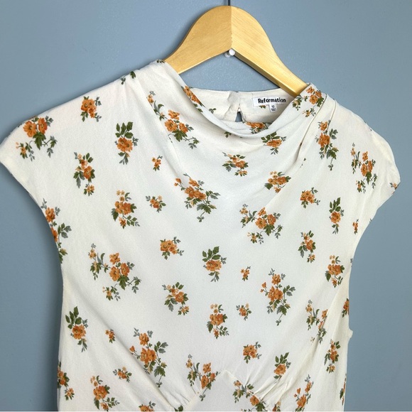 Reformation Bettie floral print high neck top size 10 zip back closure - Picture 6 of 16